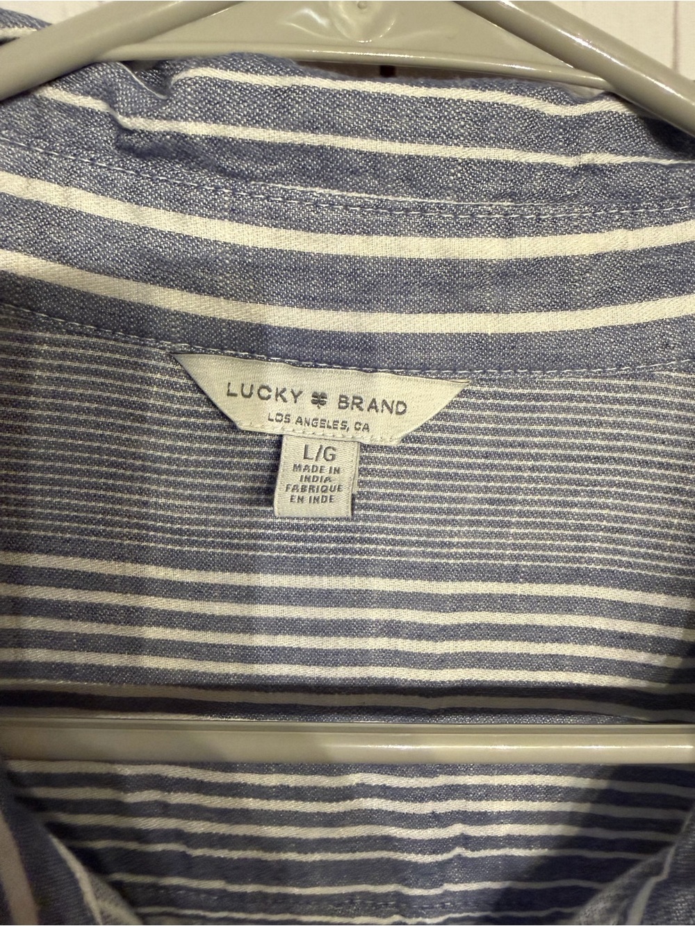 Lucky Brand Blue & White Vertical Stripe Button-Up Shirt - Picture 3 of 5
